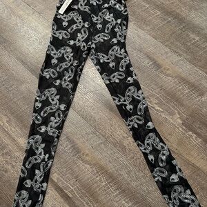 AKIRA Black and Silver Patterned Pants